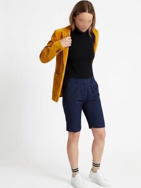 Hofmann | High-Rise Navy Tailored Bermuda Shorts